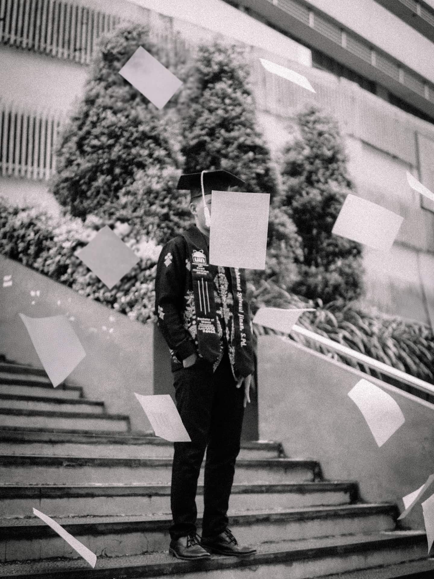 Graduate celebrating on the UIN Jakarta campus on graduation day